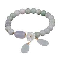 Bracelets de pierres précieuses, jade, avec Agate & laiton, 14K rempli d’or, bijoux de mode & pour femme, Longueur 17 cm, Vendu par PC