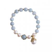 Freshwater Cultured Pearl Bracelet Freshwater Pearl with Aquamarine & Rose Quartz 14K gold-filled fashion jewelry & for woman 8mm Length 17 cm Sold By PC