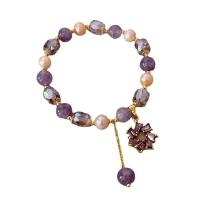 Freshwater Cultured Pearl Bracelet Freshwater Pearl with Crystal handmade fashion jewelry & for woman Length 17 cm Sold By PC