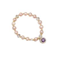 Freshwater Cultured Pearl Bracelet, Freshwater Pearl, with Amethyst, fashion jewelry & for woman, Length:17 cm, Sold By PC