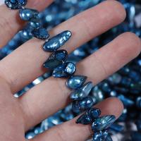 Perles nacres baroques de culture d'eau douce , perle d'eau douce cultivée, Irrégulière, DIY & normes différentes pour le choix, bleu paon, 10-15mmu300110-20mm, Trou:Environ 0.7mm, Longueur 35-36 cm, Vendu par PC
