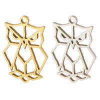 Stainless Steel Animal Pendants, 304 Stainless Steel, Owl, Vacuum Plating, Unisex & hollow, more colors for choice, 13x19x1mm, Approx 10PCs/Bag, Sold By Bag