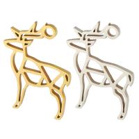 Stainless Steel Animal Pendants, 304 Stainless Steel, Deer, Vacuum Plating, Unisex & hollow, more colors for choice, 12x17x1mm, Approx 10PCs/Bag, Sold By Bag