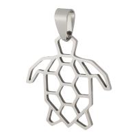Stainless Steel Animal Pendants, 304 Stainless Steel, Turtle, Unisex & hollow, original color, 28.50x29x1mm, Hole:Approx 4mm, Approx 10PCs/Bag, Sold By Bag