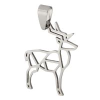 Stainless Steel Animal Pendants, 304 Stainless Steel, Deer, Unisex & hollow, original color, 24x31x1mm, Hole:Approx 4mm, Approx 10PCs/Bag, Sold By Bag