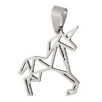 Stainless Steel Animal Pendants, 304 Stainless Steel, Unicorn, Unisex & hollow, original color, 30x26x1mm, Hole:Approx 4mm, Approx 10PCs/Bag, Sold By Bag