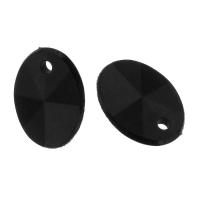 Akryl Häng, Oval, DIY, svart, 10x13x2mm, Hål:Ca 1.5mm, Säljs av Bag