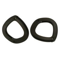 Acrylic Connectors, Teardrop, DIY & 1/1 loop & hollow, black, 35x34x3.50mm, Hole:Approx 2mm, Sold By Bag