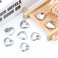 Rostfritt stål Hjärta Hängen, 304 rostfritt stål, Fin polering & DIY, ursprungliga färgen, 15x15mm, Säljs av PC