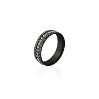 Titanium Steel Finger Ring polished & for woman & with rhinestone black 6mm Sold By PC