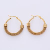 Stainless Steel Lever Back Earring 316L Stainless Steel 18K gold plated fashion jewelry & for woman golden 30mm Sold By Pair