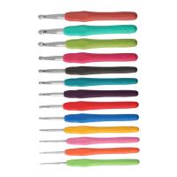 Crochet Hook , Silicone, with Aluminum, different size for choice, more colors for choice, Length:14 cm, Sold By PC