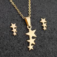 Fashion Stainless Steel Jewelry Sets Stud Earring & necklace 304 Stainless Steel Star Vacuum Plating 2 pieces & fashion jewelry & for woman golden 20*10mm 10*5mm Length Approx 17.72 Inch Sold By Set
