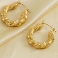 Titanium Steel  Earring, 18K gold plated, fashion jewelry & for woman, golden, 26x24mm, Sold By Pair