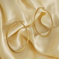Titanium Steel  Earring, 18K gold plated, fashion jewelry & for woman, golden, 59x42mm, Sold By Pair