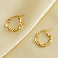 Titanium Steel  Earring, 18K gold plated, fashion jewelry & for woman, golden, 17mm, Sold By Pair