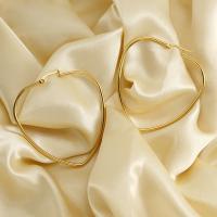 Boucle d'oreille Acier Titane, coeur, Plaqué or 18K, bijoux de mode & pour femme, doré, 53x57mm, Vendu par paire
