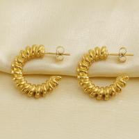 Titanium Steel  Earring, 18K gold plated, fashion jewelry & for woman, golden, 23.50x4mm, Sold By Pair