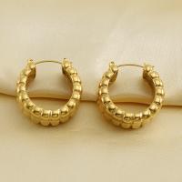 Boucle d'oreille Acier Titane, Plaqué or 18K, bijoux de mode & pour femme, doré, 24x12mm, Vendu par paire