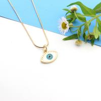 Evil Eye Jewelry Necklace, Tibetan Style, with iron chain, KC gold color plated, fashion jewelry & for woman & enamel, golden, nickel, lead & cadmium free, Length:45 cm, Sold By PC