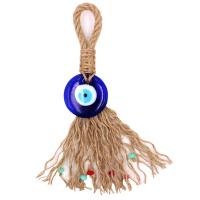 Hangende Ornamenten, Hennep, met Lampwork, Andere vorm voor keuze & boze oog patroon, blauw, Verkocht door PC