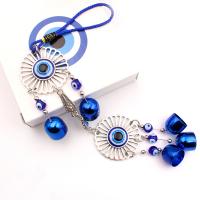 Wind Chimes Outdoor and Home Decoration  Zinc Alloy with Polyester Cord & Lampwork Flower plated evil eye pattern blue nickel lead & cadmium free Length 34 cm Sold By PC