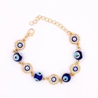 Evil Eye Jewelry Bracelet, Tibetan Style, with Lampwork, gold color plated, fashion jewelry & Unisex & different styles for choice & enamel & with rhinestone, more colors for choice, nickel, lead & cadmium free, Sold By PC