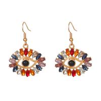 Cubic Zirconia Micro Pave Brass Earring, Evil Eye, gold color plated, fashion jewelry & micro pave cubic zirconia & for woman, multi-colored, nickel, lead & cadmium free, 30x42mm, Sold By Pair