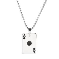 Titanium Steel Necklace Poker fashion jewelry & Unisex & enamel original color 20mm Length 60 cm Sold By PC