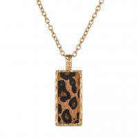 Zinc Alloy Sweater Chain Necklace Rectangle gold color plated fashion jewelry & Unisex & leopard pattern golden nickel lead & cadmium free Length 80 cm Sold By PC