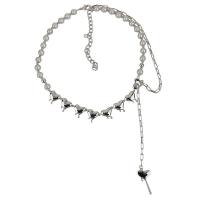 Plastične biserna ogrlica, Cink Alloy, s Plastična Pearl, Srce, srebrne boje pozlaćen, modni nakit & za žene, srebro, nikal, olovo i kadmij besplatno, Dužina 38 cm, 10 cm, Prodano By PC