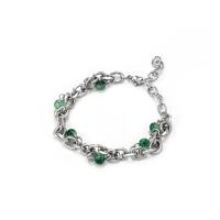 Bracelet d'acier titane, avec Des billes de verre, avec 5.5cm chaînes de rallonge, bijoux de mode & réglable & pour femme, Longueur:18 cm, Vendu par PC