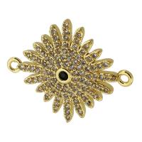 Evil Eye Connector, Brass, real gold plated, micro pave cubic zirconia, gold, 25x20x3mm, Hole:Approx 1mm, Sold By PC