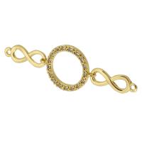 Cubic Zirconia Micro Pave Brass Connector, real gold plated, micro pave cubic zirconia, gold, 47mm, Hole:Approx 1mm, Sold By PC