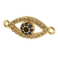 Cubic Zirconia Micro Pave Brass Connector, Eye, real gold plated, micro pave cubic zirconia, gold, 19x8x3mm, Hole:Approx 1mm, Sold By PC