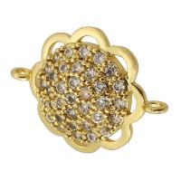 Cubic Zirconia Micro Pave Brass Connector, real gold plated, micro pave cubic zirconia, gold, 19x14x4mm, Hole:Approx 1mm, Sold By PC