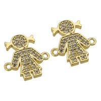 Cubic Zirconia Micro Pave Brass Connector Girl real gold plated micro pave cubic zirconia gold Approx 1mm Sold By PC