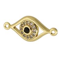 Cubic Zirconia Micro Pave Brass Connector, Eye, real gold plated, micro pave cubic zirconia, gold, 22.50x10x3mm, Hole:Approx 1mm, Sold By PC