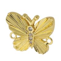 Cubic Zirconia Micro Pave Brass Connector Butterfly real gold plated micro pave cubic zirconia gold Sold By PC