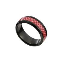 Stainless Steel Finger Ring, 304 Stainless Steel, with Carbon Fibre, Vacuum Ion Plating, Unisex & different size for choice, more colors for choice, US Ring Size:7-11, Sold By PC