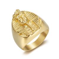 Пальцевидное Кольцо Титановой Стали, титан, Египетский фараон, плакированный настоящим золотом, разный размер для выбора & Мужский, размер:7-13, продается PC