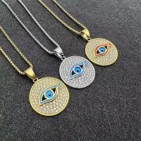Evil Eye Pendants, 316L Stainless Steel, Vacuum Ion Plating, Unisex & epoxy gel & with rhinestone, more colors for choice, 33x47mm, Sold By PC