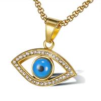 Evil Eye Pendants, Titanium Steel, Vacuum Ion Plating, Unisex & with rhinestone & hollow, more colors for choice, Sold By PC