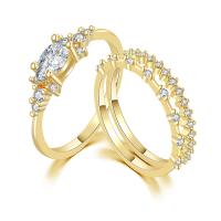 Kubieke Circonia Micro Pave Brass Ring, Messing, gold plated, verschillende grootte voor keus & micro pave zirconia & voor vrouw, meer kleuren voor de keuze, nikkel, lood en cadmium vrij, Maat:5-10, Verkocht door PC