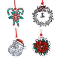 aleación de zinc Ornamentos colgantes de Navidad, chapado en color de platina, Diseño de Navidad & diverso tamaño para la opción & esmalte, 5*5cm,6*6.2cm,5.3*5.8cm, 10PCs/Grupo, Vendido por Grupo