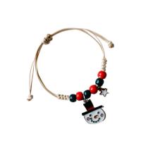 Porcelain Bracelet with Wax Cord & Zinc Alloy Christmas Design & Adjustable & for woman & enamel multi-colored Length Approx 14-20 cm Sold By Lot