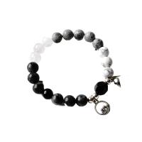 Porcelain Bracelet with Natural Stone & Zinc Alloy elastic & for woman white and black Length Approx 14-20 cm Sold By Lot