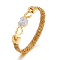 Stainless Steel Bangle 304 Stainless Steel 18K gold plated fashion jewelry & micro pave cubic zirconia & for woman 8mm Inner Approx 58mm Sold By PC