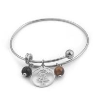 Titanium Steel Bracelet & Bangle with Lava & Tiger Eye Adjustable & fashion jewelry & for woman Inner Approx Sold By PC