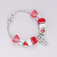 European Bracelet Zinc Alloy with Lampwork fashion jewelry & for woman & with rhinestone nickel lead & cadmium free Length Approx 7.48 Inch Sold By PC
